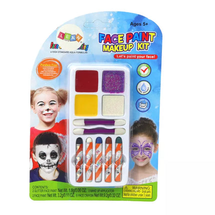 Veido piešimo rinkinys su blizgučiais, dažais ir kreidelėmis