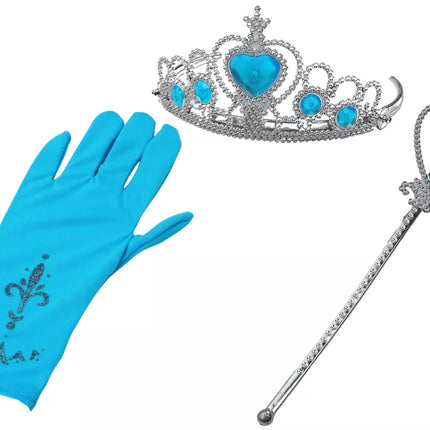 Mažosios princesės aksesuarų rinkinys: lazdelė, pirštinė, karūna, Sniego karalienė