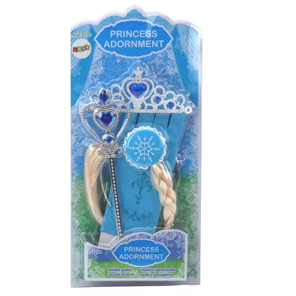 Mažosios princesės aksesuarų rinkinys: lazdelė, pirštinė, karūna, Sniego karalienė