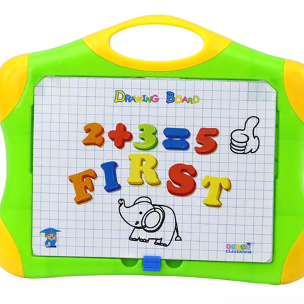 Magnetinė edukacinė lenta su raidėmis, skaičiais, markeriu ir kempine