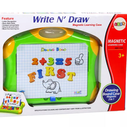 Magnetinė edukacinė lenta su raidėmis, skaičiais, markeriu ir kempine