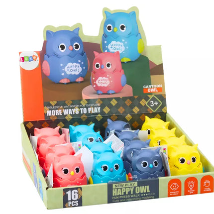 Mažas linksmas pelėdžiukas su frikciniu varikliu, 4 spalvų