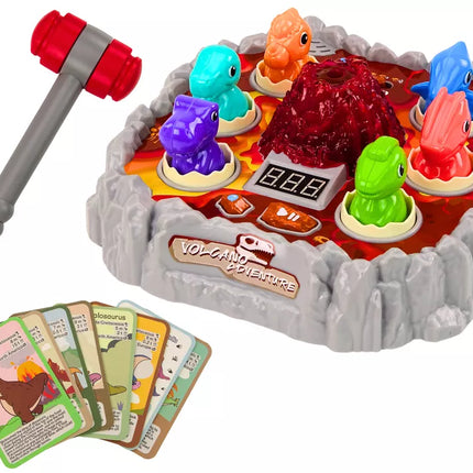 Arkadinio žaidimo „Wac A Mole“ dinozaurai ugnikalnio dūmų efektų šviesos garsai