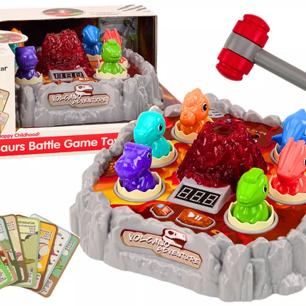 Arkadinio žaidimo „Wac A Mole“ dinozaurai ugnikalnio dūmų efektų šviesos garsai