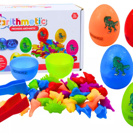 Dinozaurų kiaušinių rūšiuotojas, spalvingos žnyplės, 6 vienetai