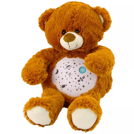 Meškiukas-migdukas su šviesomis ir garsais, naktinis ir dienos režimas, rudas