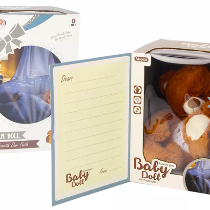 Meškiukas-migdukas su šviesomis ir garsais, naktinis ir dienos režimas, rudas