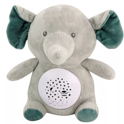Meškiukas drambliukas su miego melodijomis, šviesos žvaigždžių projektorius, pilkas