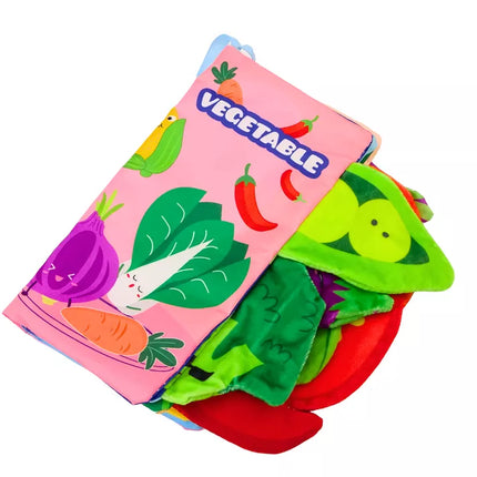 Minkšta daržovių knygelė, Šnaranti, Čiypianti, Spalvinga kūdikiams