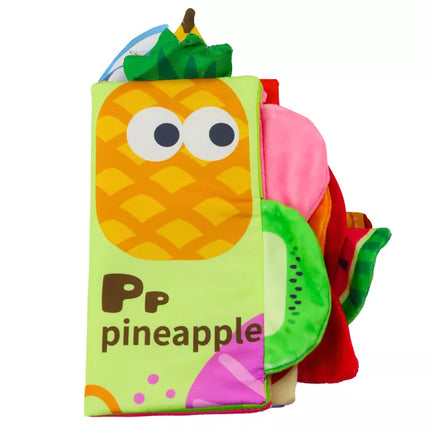 Minkšta vaisių knygelė, čežanti, girgždanti, spalvinga kūdikiams