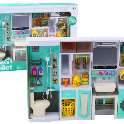 Vonios žaidimų rinkinys 4in1 Dušas Tualetas Skalbimo mašina Priedai