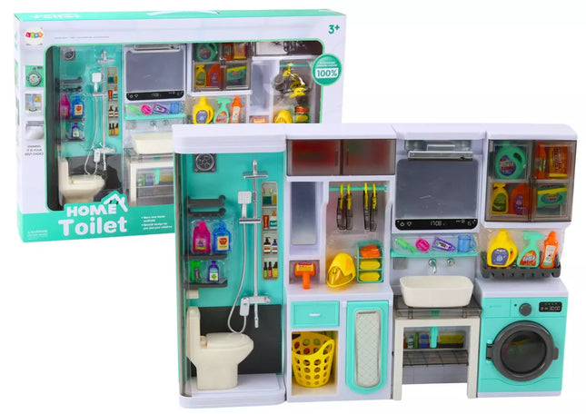 Vonios žaidimų rinkinys 4in1 Dušas Tualetas Skalbimo mašina Priedai