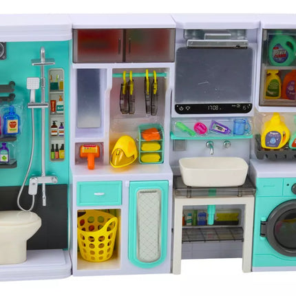 Vonios žaidimų rinkinys 4in1 Dušas Tualetas Skalbimo mašina Priedai