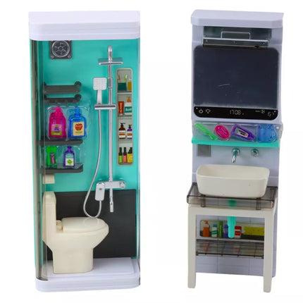 Vonios žaidimų rinkinys 4in1 Dušas Tualetas Skalbimo mašina Priedai