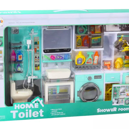 Vonios žaidimų rinkinys 4in1 Dušas Tualetas Skalbimo mašina Priedai