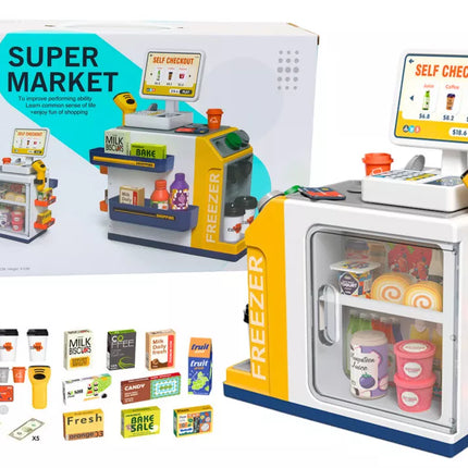 Supermarket kasos registravimo skaitytuvo ir garso rinkinys