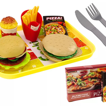 Greitojo maisto rinkinys pica mėsainiai gruzdintos bulvytės priedai vaikams 24 vnt.