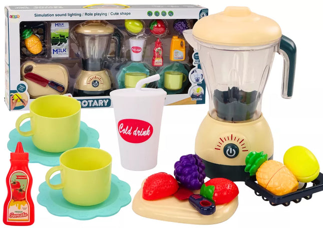 Elektrinio maišytuvo rinkinys, vaisiai pjaustymui, šviesos ir garsai