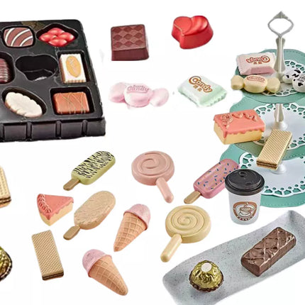 Konditerijos kavinės rinkinys Saldainiai Figūrėlės Kava Tortas 50 vienetų.