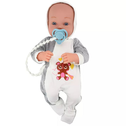 Lėlė su čiulptuku, pleduku ir drabužėlių rinkiniu, 35 cm