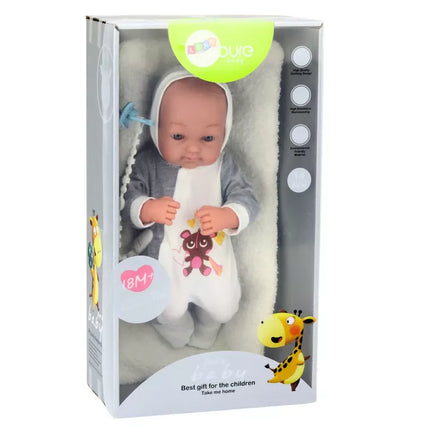 Lėlė su čiulptuku, pleduku ir drabužėlių rinkiniu, 35 cm