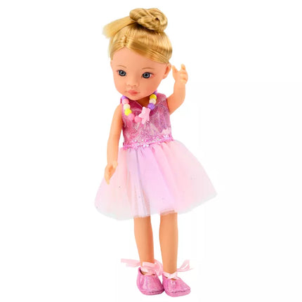 Baleto lėlė, rožiniai baleto reikmenys, suknelių rinkinys