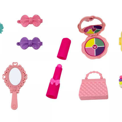 Baleto lėlė, rožiniai baleto reikmenys, suknelių rinkinys