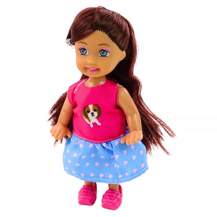 Lėlė su šunimis Šunų lėlių būda Priedai Rožinis šuniukas 16 vnt.