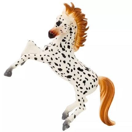 Žirgo figūrėlė, baltas žirgas su taškeliais, stovintis, stabilus, mielas žirgas