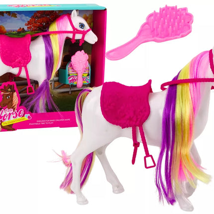 Žirgo Figūrėlė Baltas Žirgas Balnas Arklidė Ūkis Mielas Žirgas