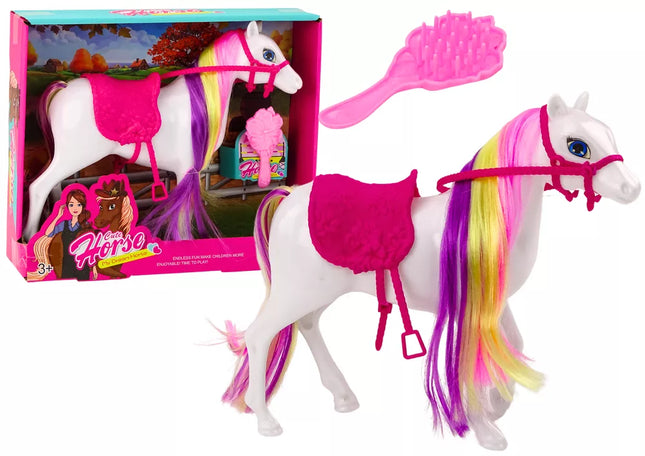 Žirgo Figūrėlė Baltas Žirgas Balnas Arklidė Ūkis Mielas Žirgas