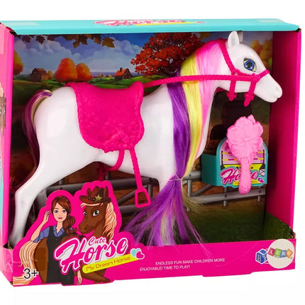 Žirgo Figūrėlė Baltas Žirgas Balnas Arklidė Ūkis Mielas Žirgas