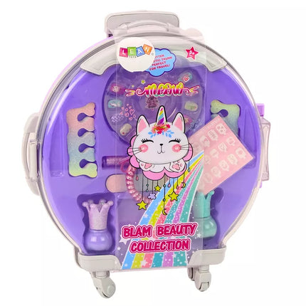 Kosmetikos rinkinys nagų makiažo lagamine Violetinis lagaminas 9 vnt.