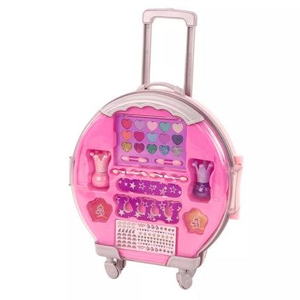 Kosmetikos rinkinys "Nagų makiažo lagaminėlis", rožinis lagaminėlis, 12 vnt.