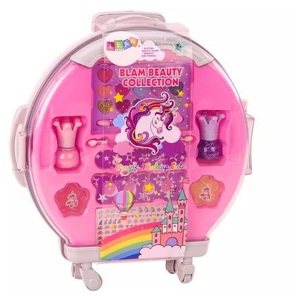 Kosmetikos rinkinys "Nagų makiažo lagaminėlis", rožinis lagaminėlis, 12 vnt.