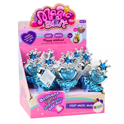 Princesės lazdelė su spalvingomis švieselėmis ir garsais, mėlyna