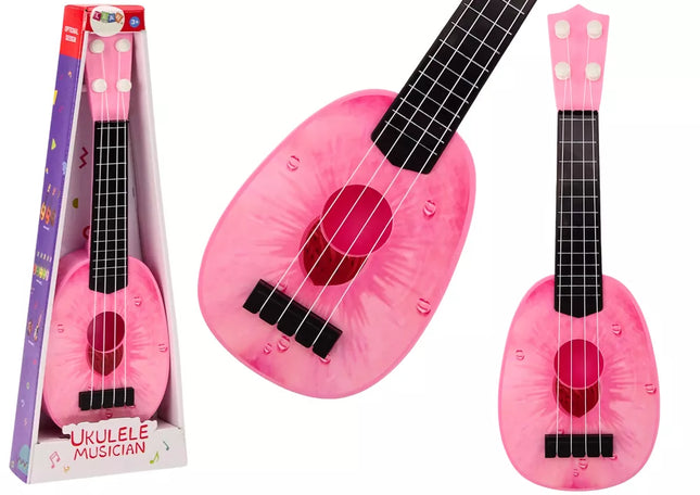 Ukulele vaikams, mini gitara su 4 stygomis, persikų tema, rožinė gitara, 15 colių