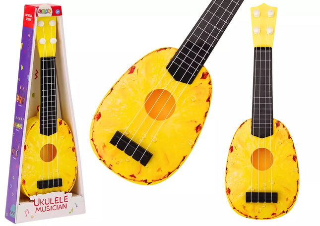 Ukulele vaikams Mini gitara 4 stygos Ananasų tema Geltona gitara 15 "