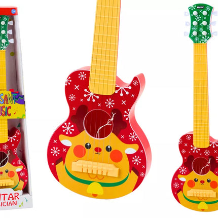 Vaikų žaislinė gitara, reguliuojamos stygos, raudonasis elnias