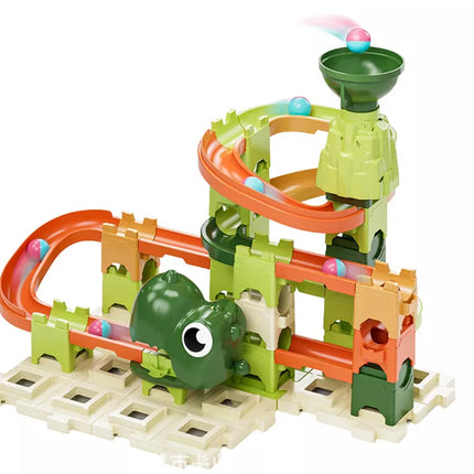 Konstrukcinių kaladėlių kamuoliukų trasa dinozauras 9 lygiai 60 El