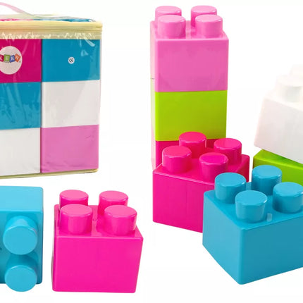 Dideli konstruktoriaus kaladėlės maiše, spalvingi lipdukai, 12 vnt.