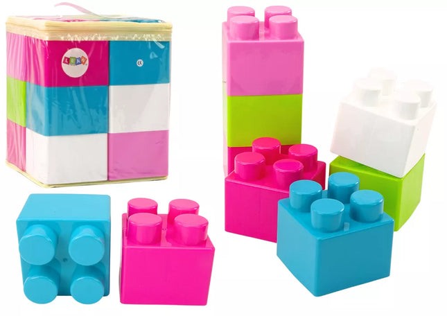 Dideli konstruktoriaus kaladėlės maiše, spalvingi lipdukai, 12 vnt.