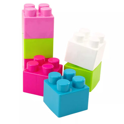 Dideli konstruktoriaus kaladėlės maiše, spalvingi lipdukai, 12 vnt.