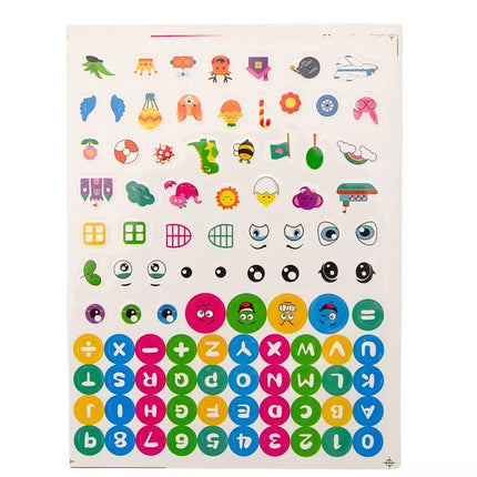 Dideli konstruktoriaus kaladėlės maiše, spalvingi lipdukai, 12 vnt.