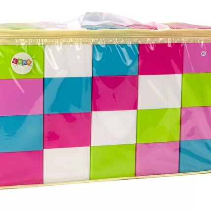 Dideli pailgi konstruktoriaus blokeliai maišelyje, spalvoti lipdukai, 20 vnt.