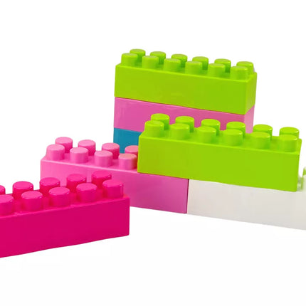 Dideli pailgi konstruktoriaus blokeliai maišelyje, spalvoti lipdukai, 20 vnt.