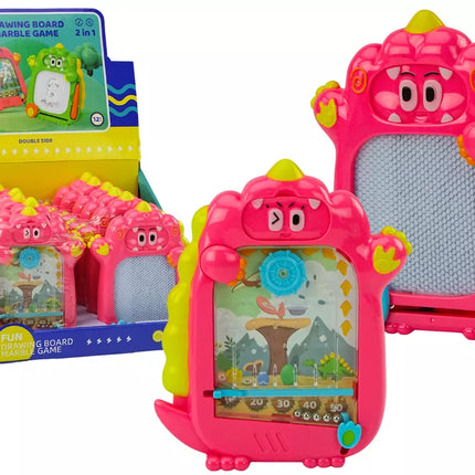 Piešimo lenta kišeninis žaidimas 2in1 rožinis dinozauras