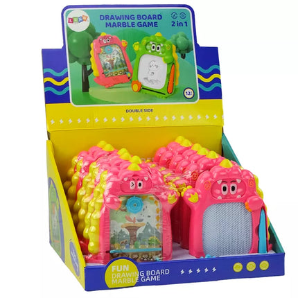 Piešimo lenta kišeninis žaidimas 2in1 rožinis dinozauras