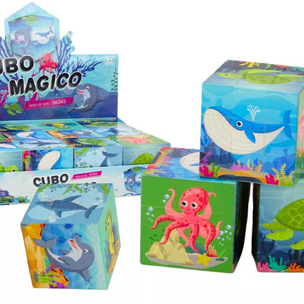 Magijos kubo edukacinis galvosūkis Jūros gyvūnų dėlionė Loginis žaidimas