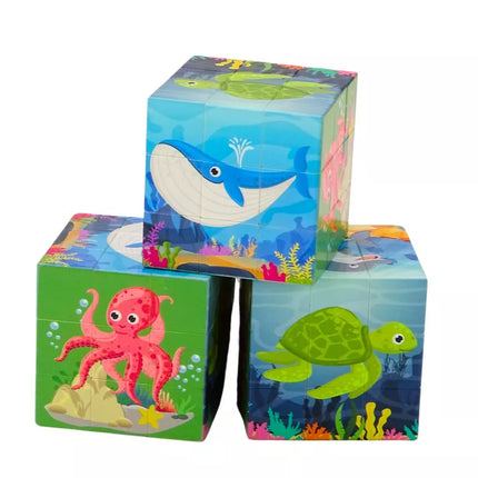 Magijos kubo edukacinis galvosūkis Jūros gyvūnų dėlionė Loginis žaidimas